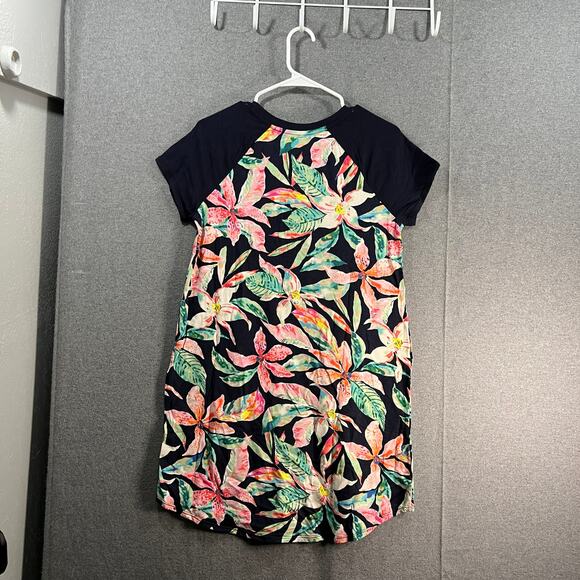 Duddl Duds Cotton Core Raglan Sleep Shirt Navy Tropic Leaf Size X-Small - Picture 2 of 7